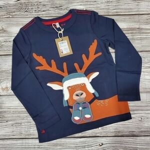 Joules Reindeer Moose Top Christmas Holiday Top Size 5 NWT